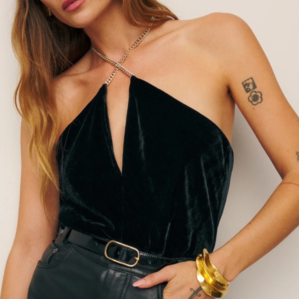 Reformation Violet Velvet Top